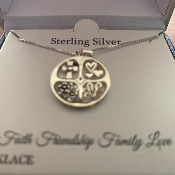 “Faith Friendship Family Love” Necklace -by Timeless Sterling Silver; NWT, NIB - Picture 6 of 6